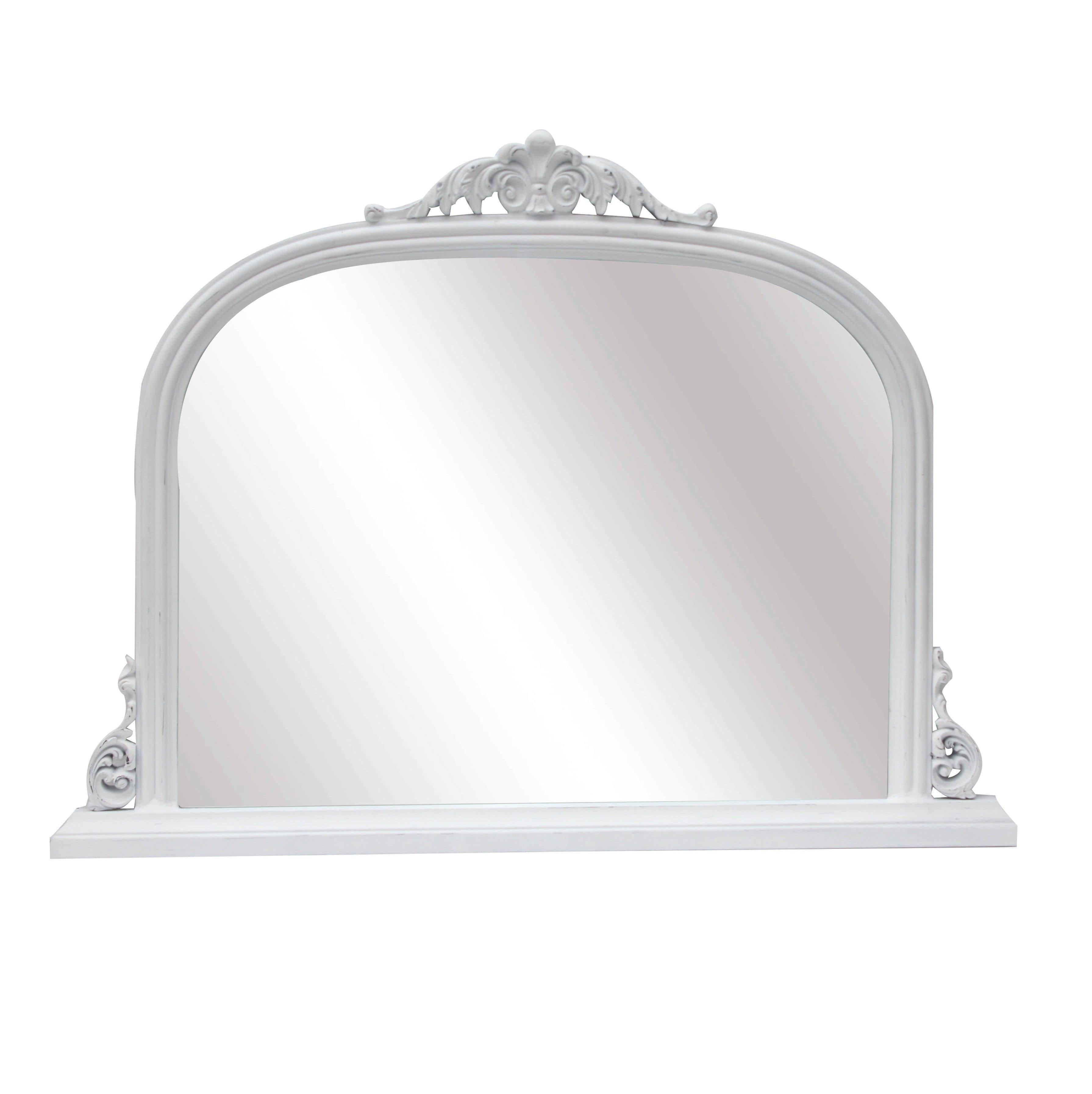 French White Distressed Overmantle Mirror - House of Altair