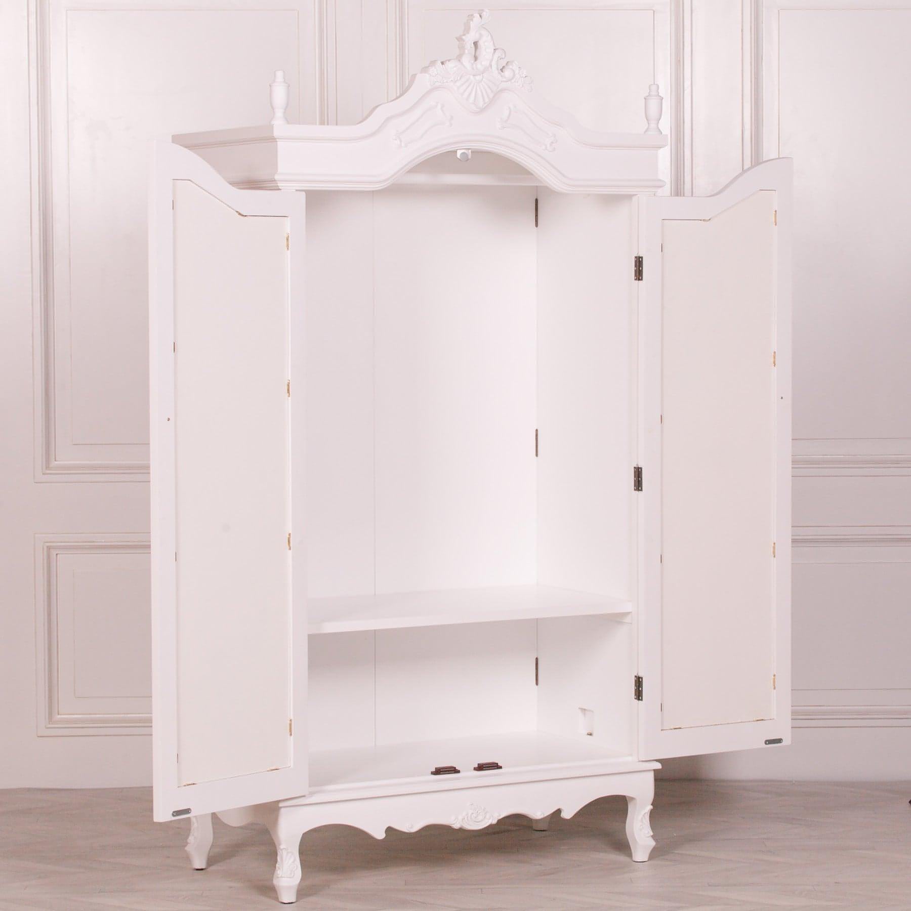 French White Double Mirrored Door Armoire - House of Altair