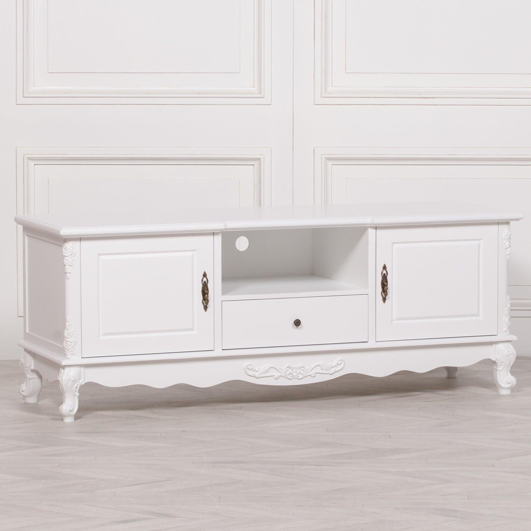 French White Large Cabinet TV Unit - House of Altair