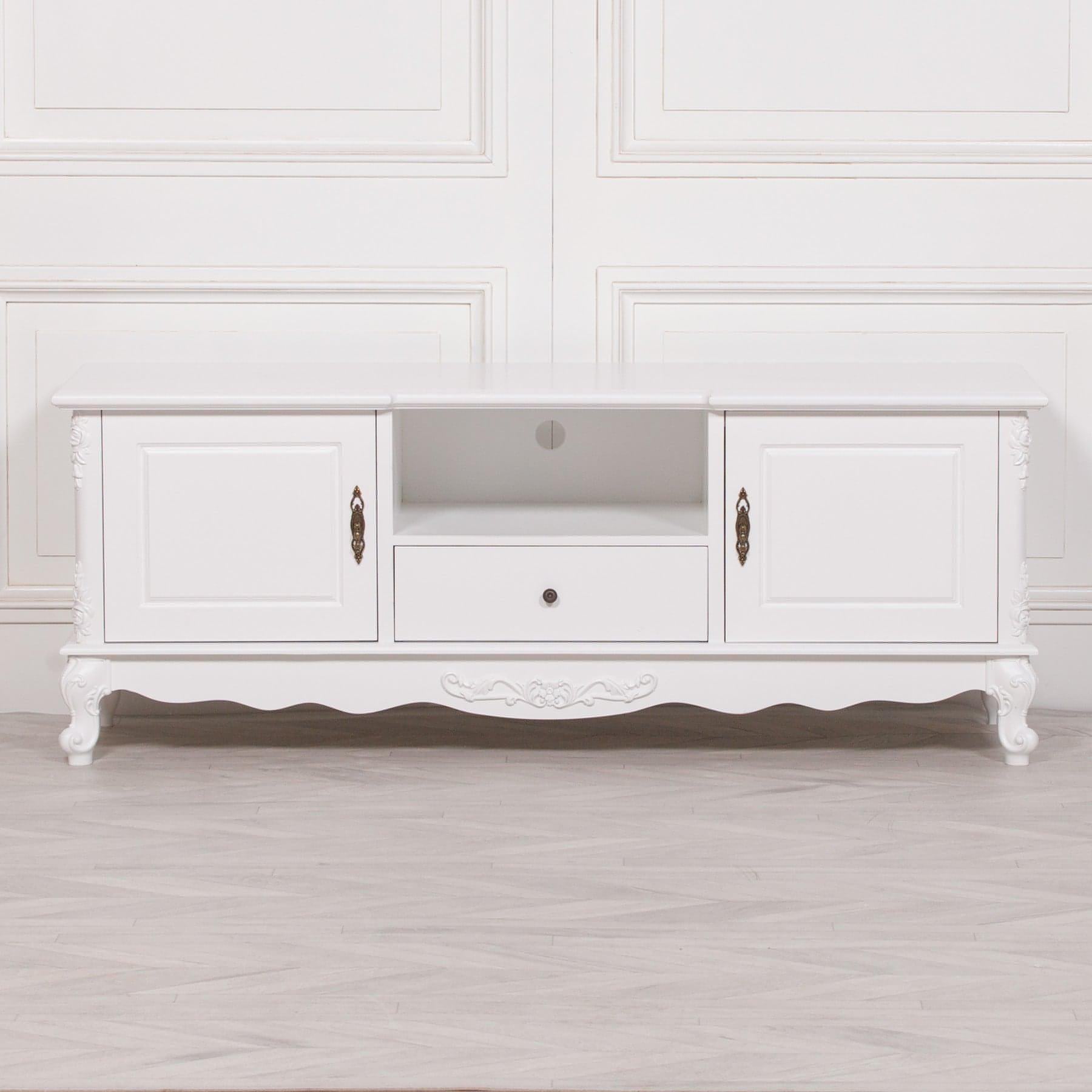 French White Large Cabinet TV Unit - House of Altair