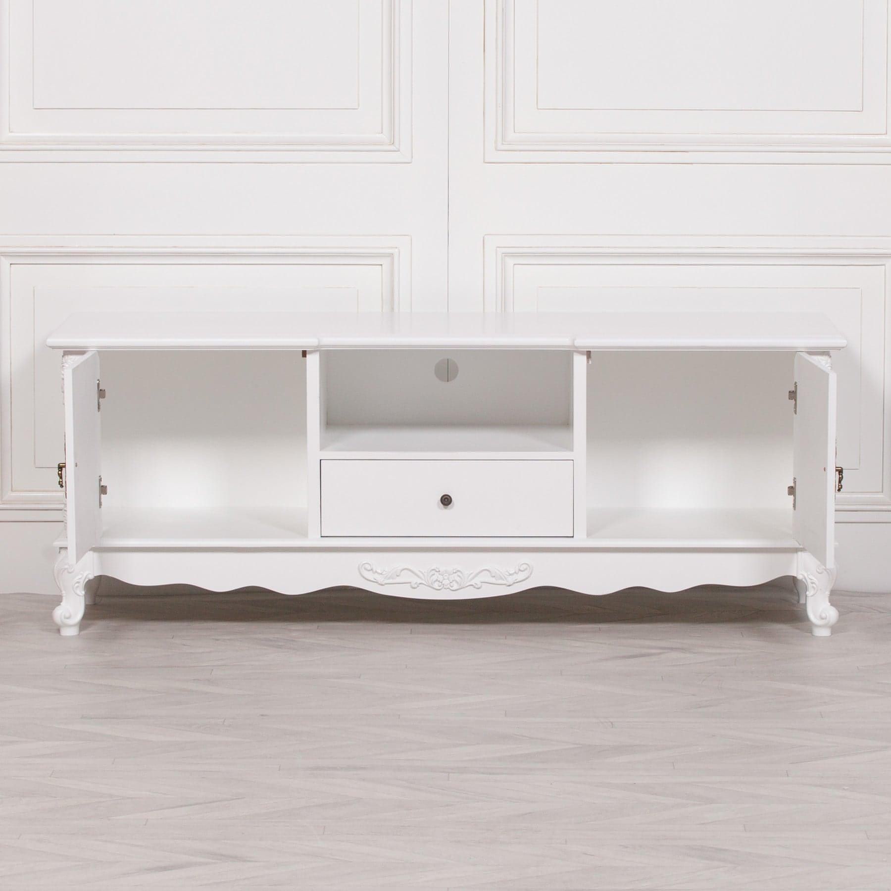 French White Large Cabinet TV Unit - House of Altair