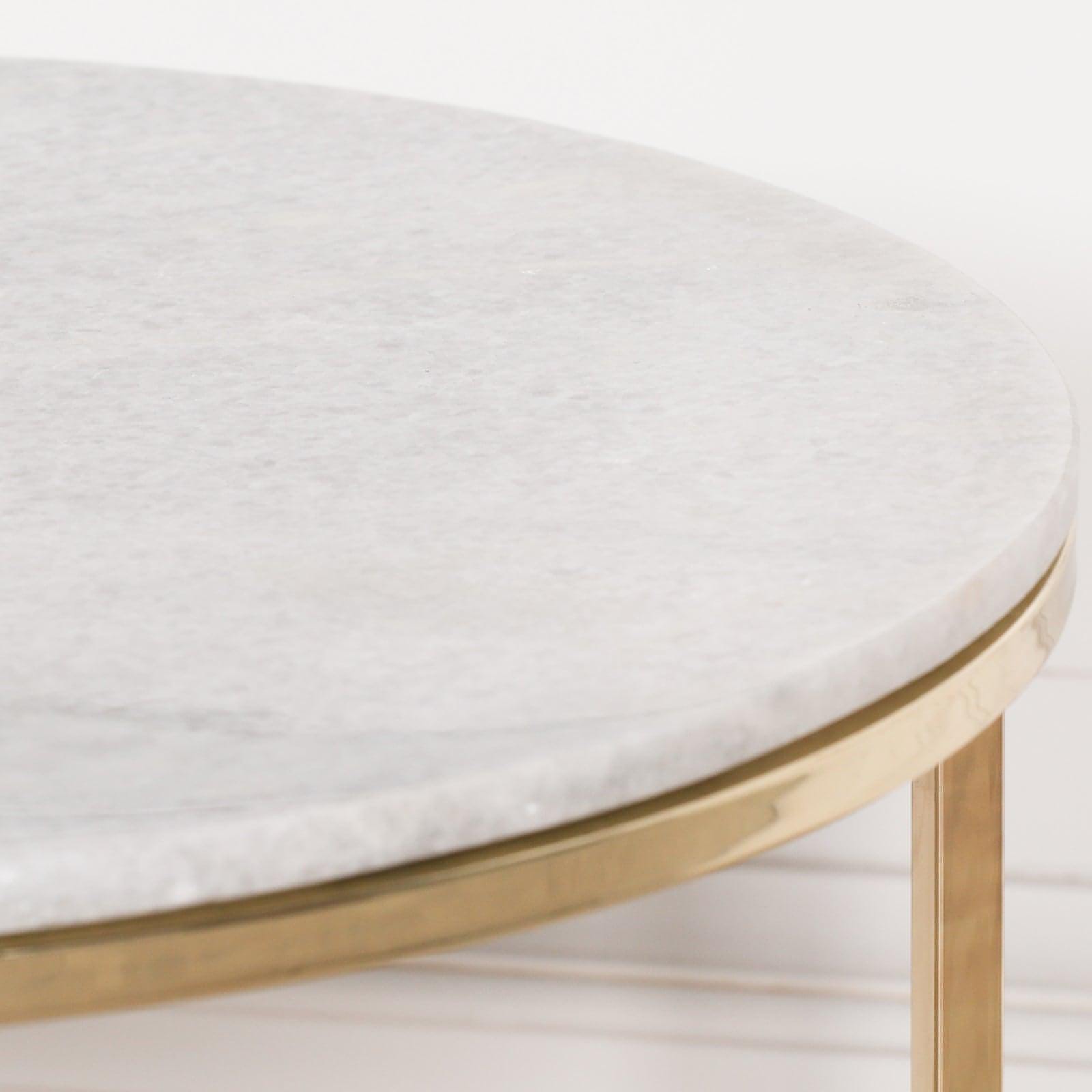 Gold Metal Side Table with Marble Top - House of Altair