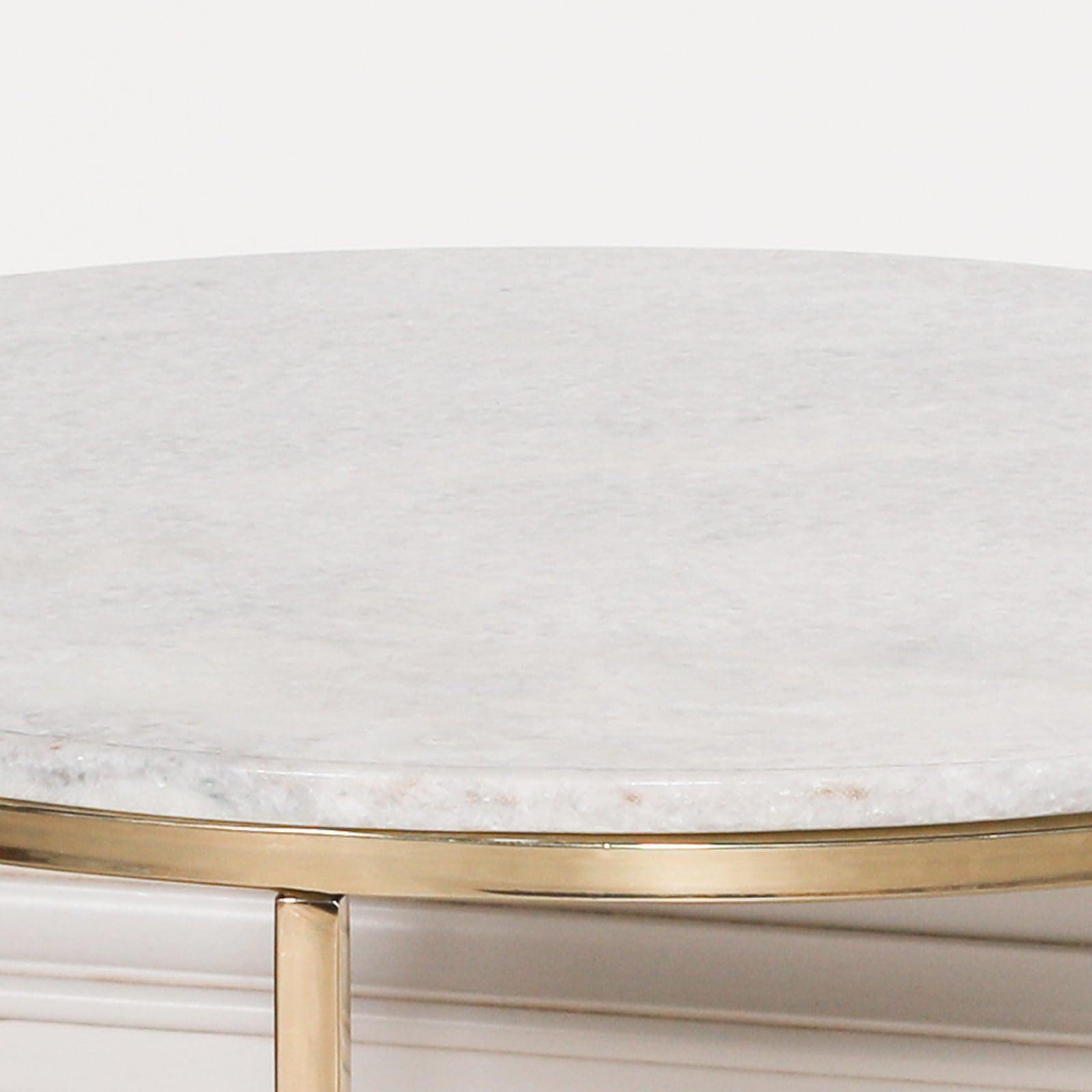 Gold Metal Side Table with Marble Top - House of Altair