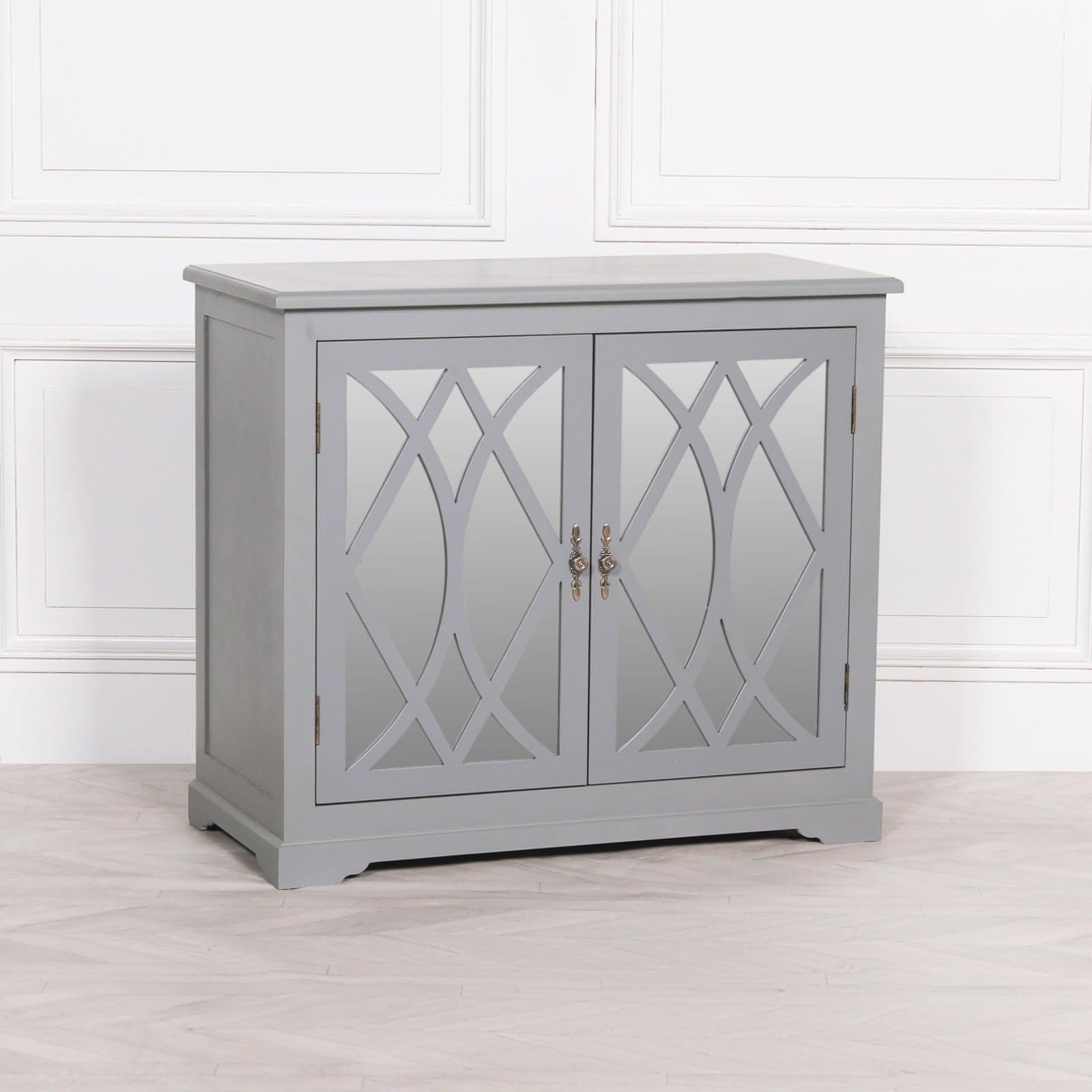 Grey Mirrored 2 Door Cupboard - House of Altair