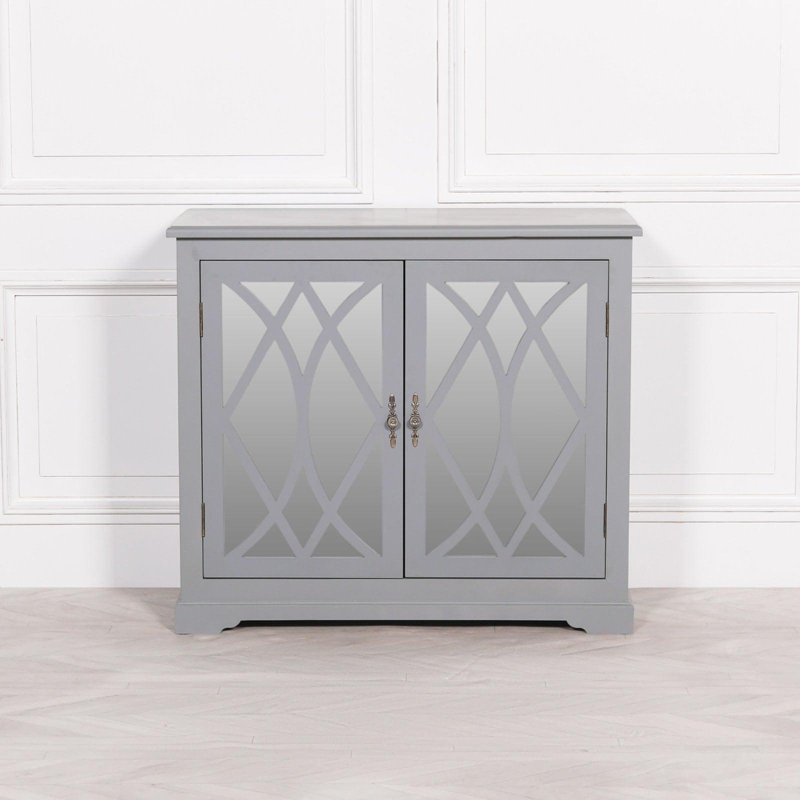 Grey Mirrored 2 Door Cupboard - House of Altair