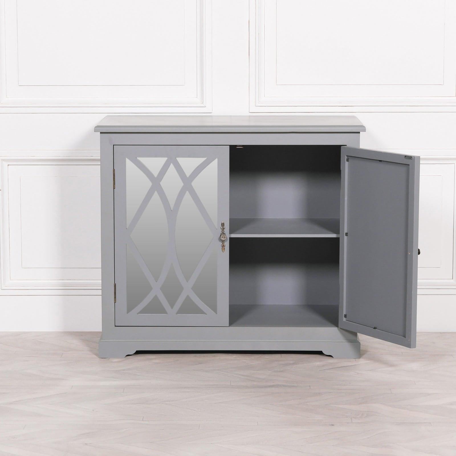 Grey Mirrored 2 Door Cupboard - House of Altair