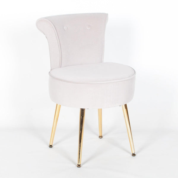 Grey Stool / Bedroom Chair with Gold Legs - House of Altair