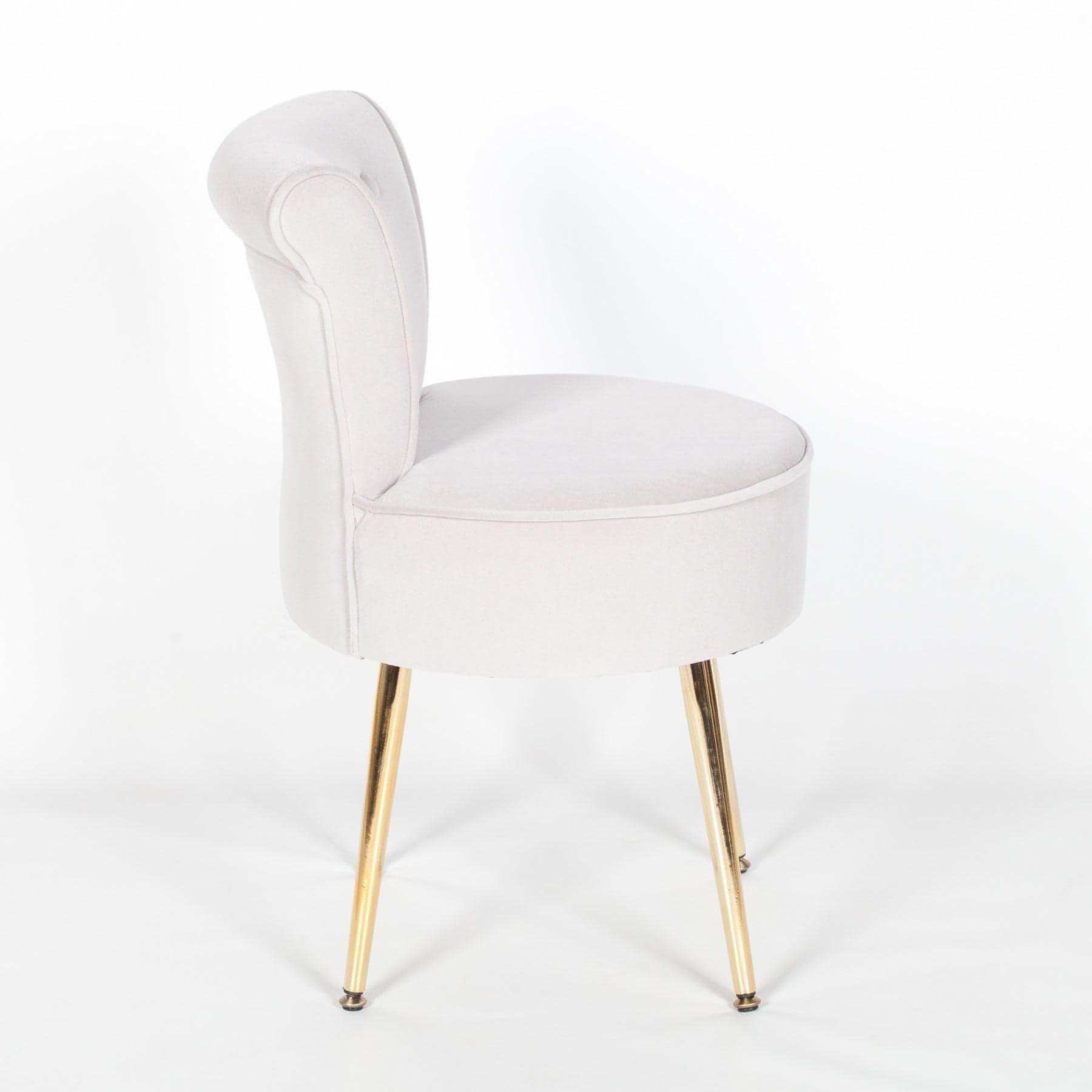 Grey Stool / Bedroom Chair with Gold Legs - House of Altair