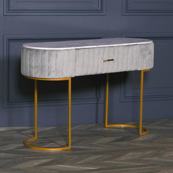 Grey Upholstered Dressing Table - House of Altair