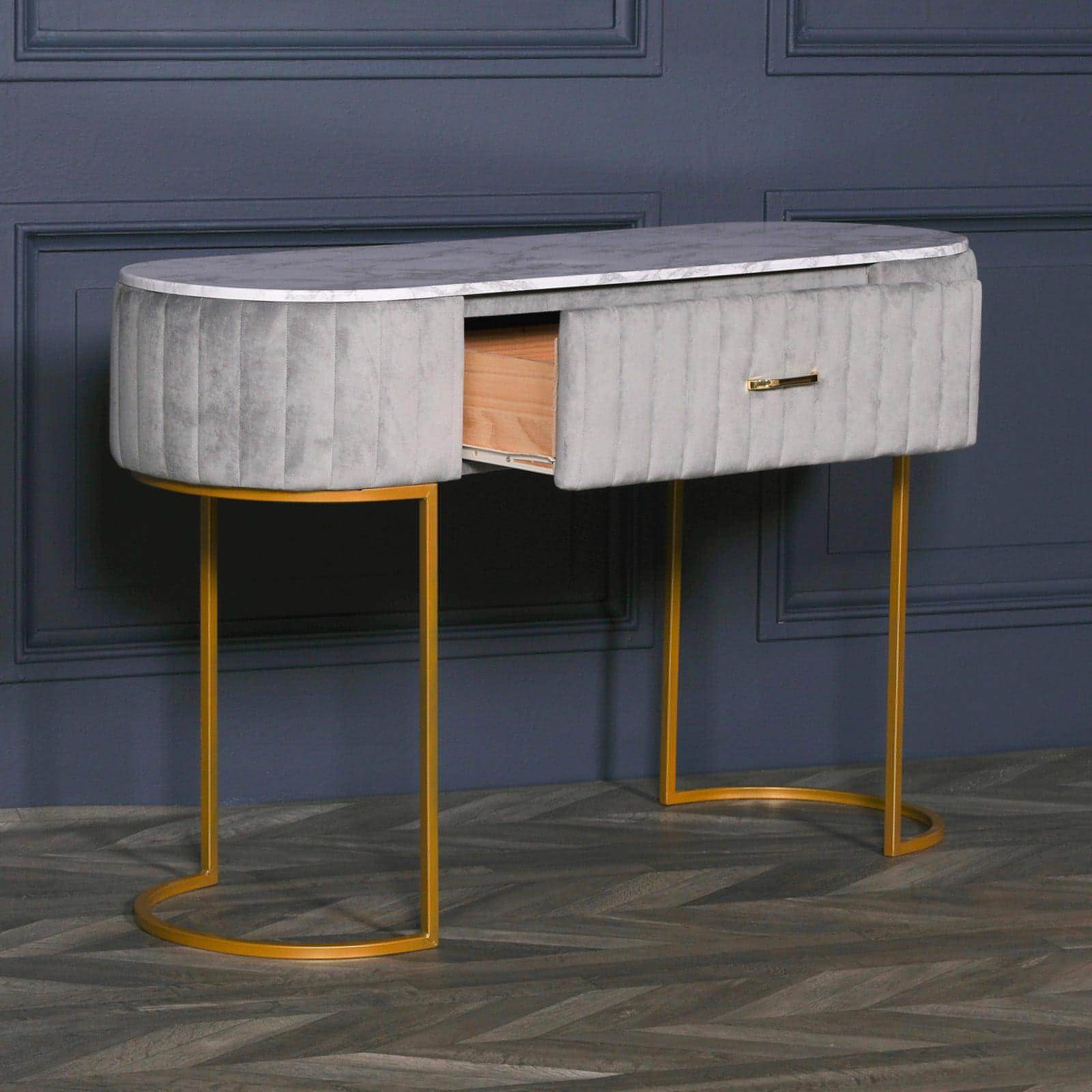 Grey Upholstered Dressing Table - House of Altair