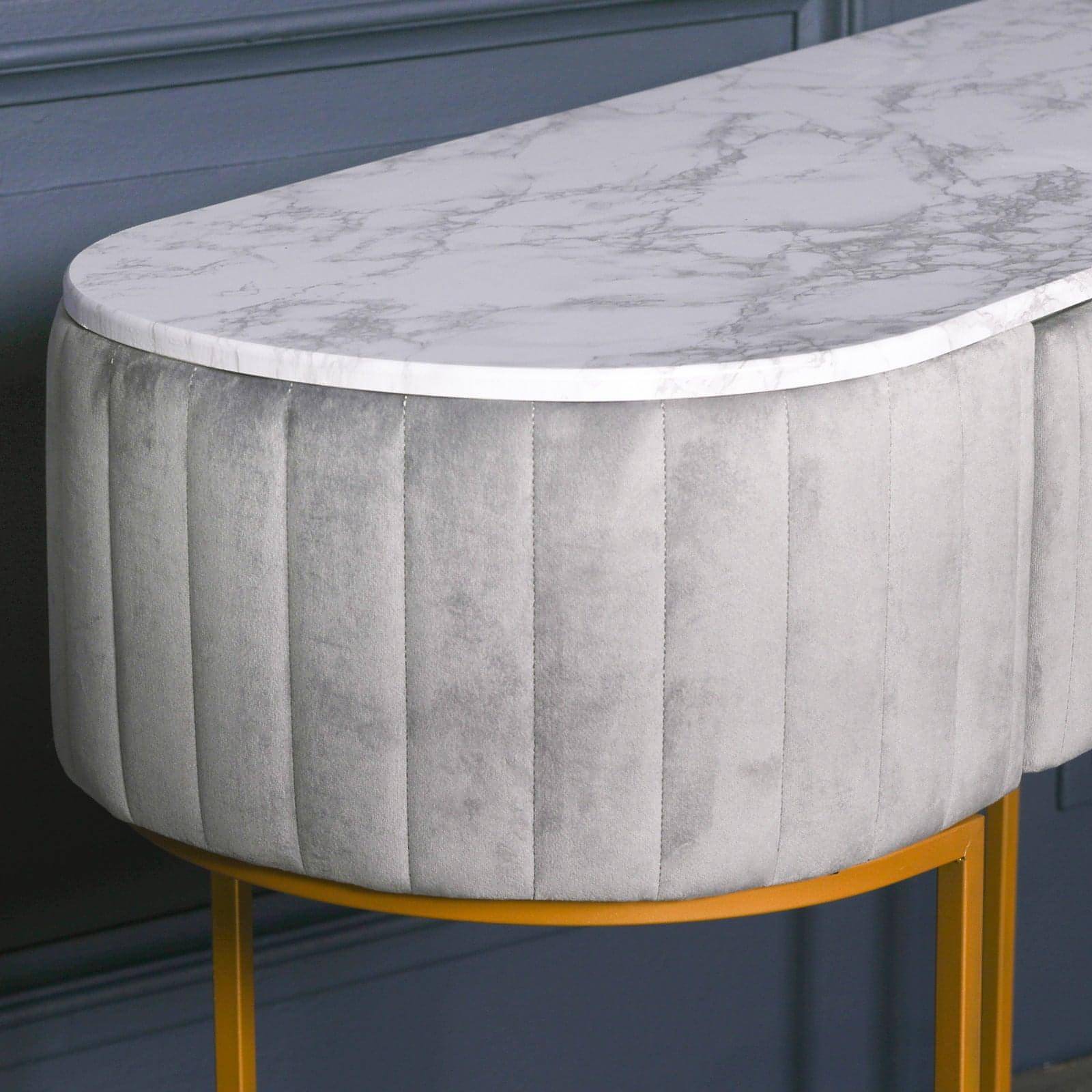 Grey Upholstered Dressing Table - House of Altair