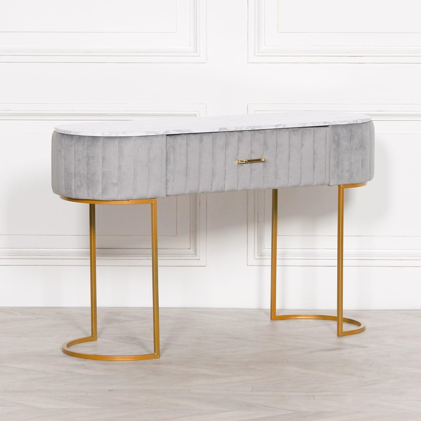 Grey Upholstered Dressing Table - House of Altair