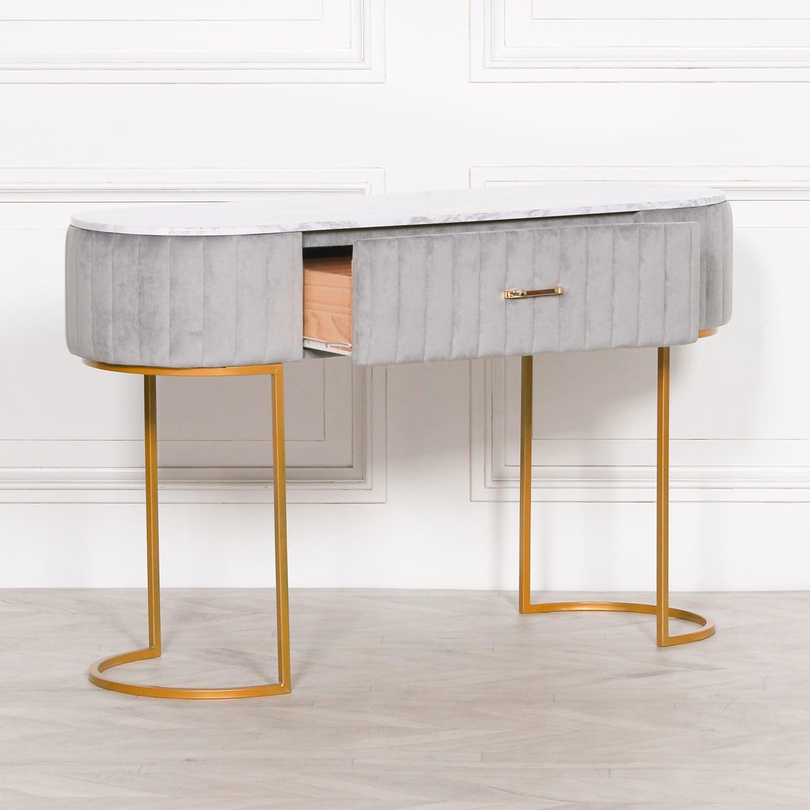 Grey Upholstered Dressing Table - House of Altair