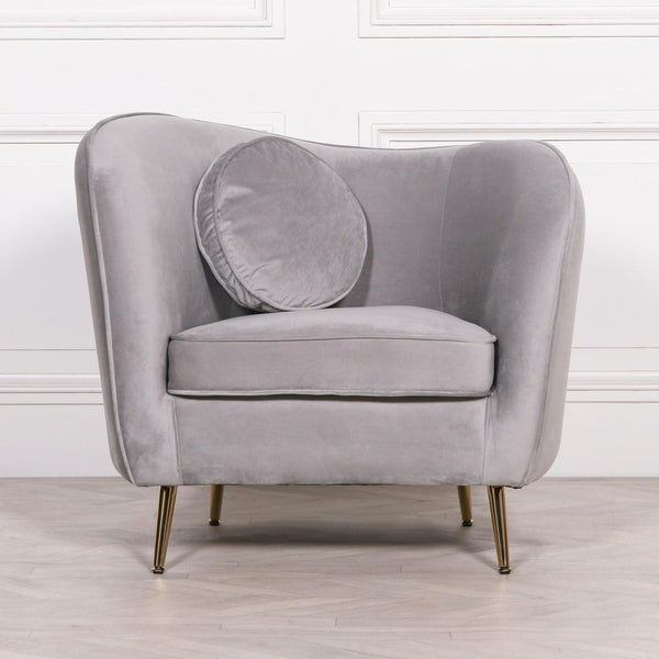 Grey Velvet Armchair with Cushion - House of Altair