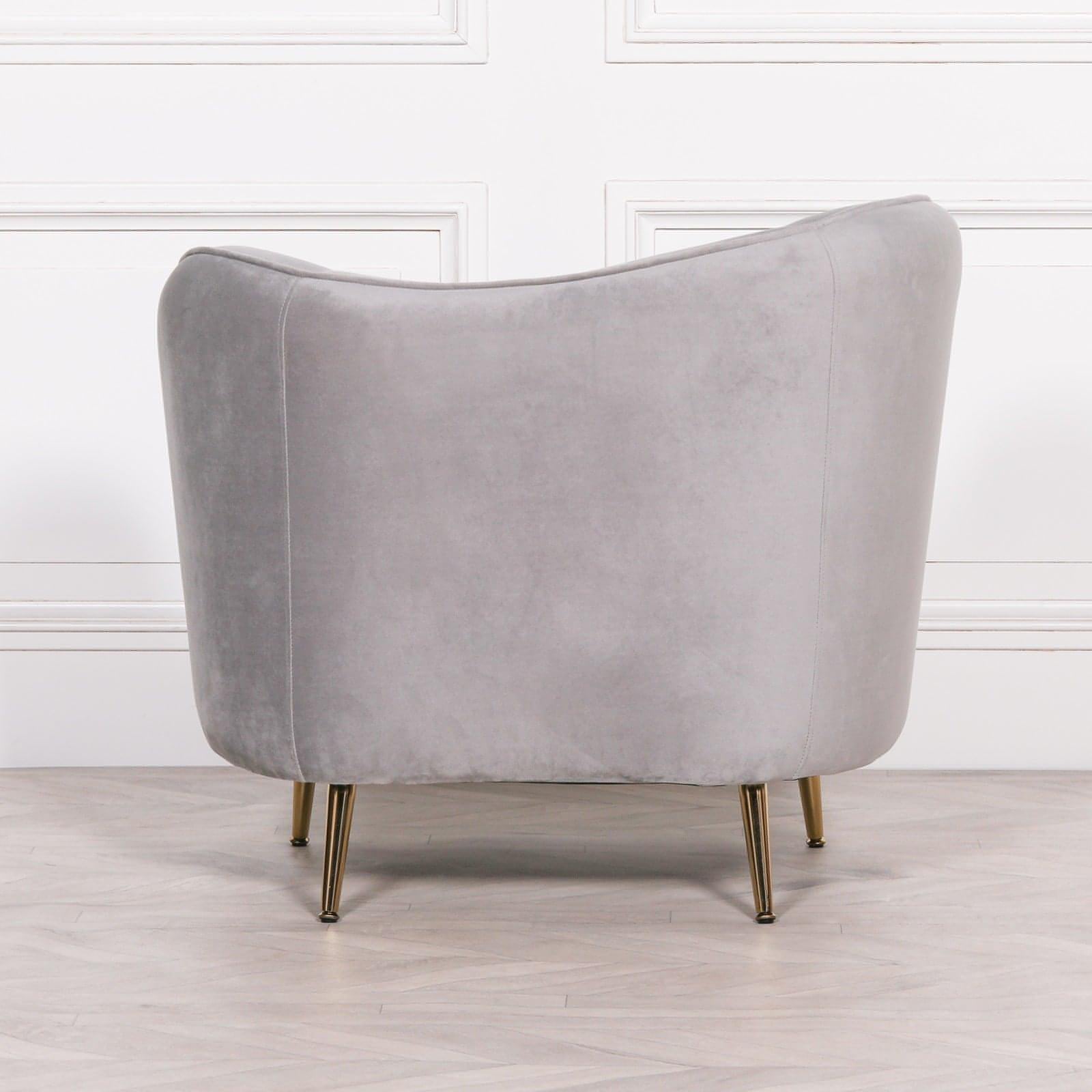 Grey Velvet Armchair with Cushion - House of Altair