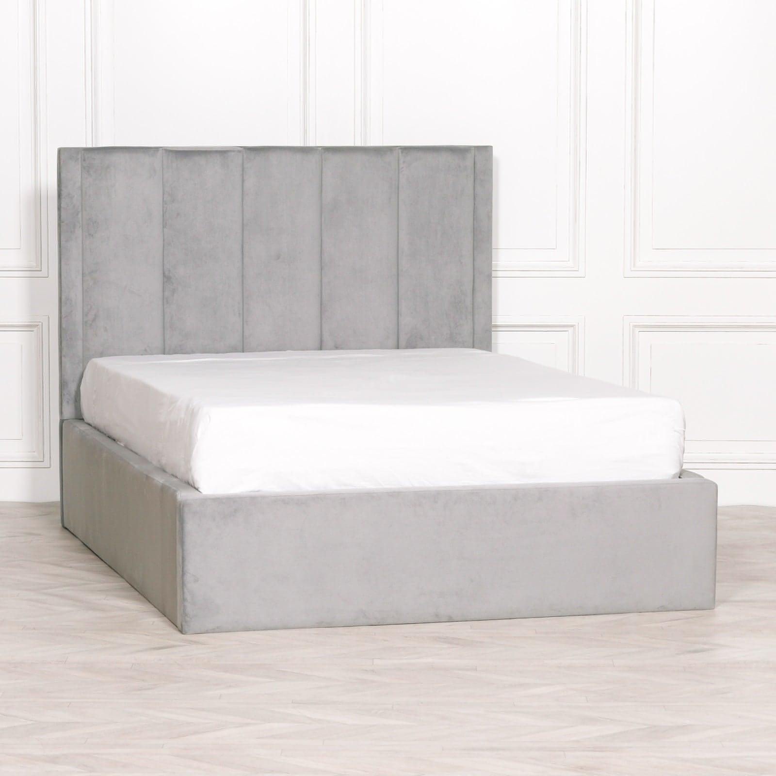 Grey Velvet King Size 5ft Bed - House of Altair