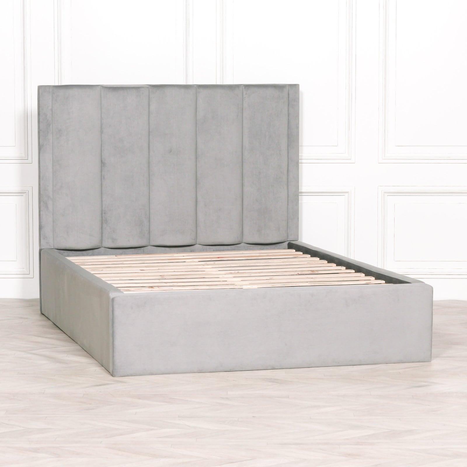 Grey Velvet King Size 5ft Bed - House of Altair