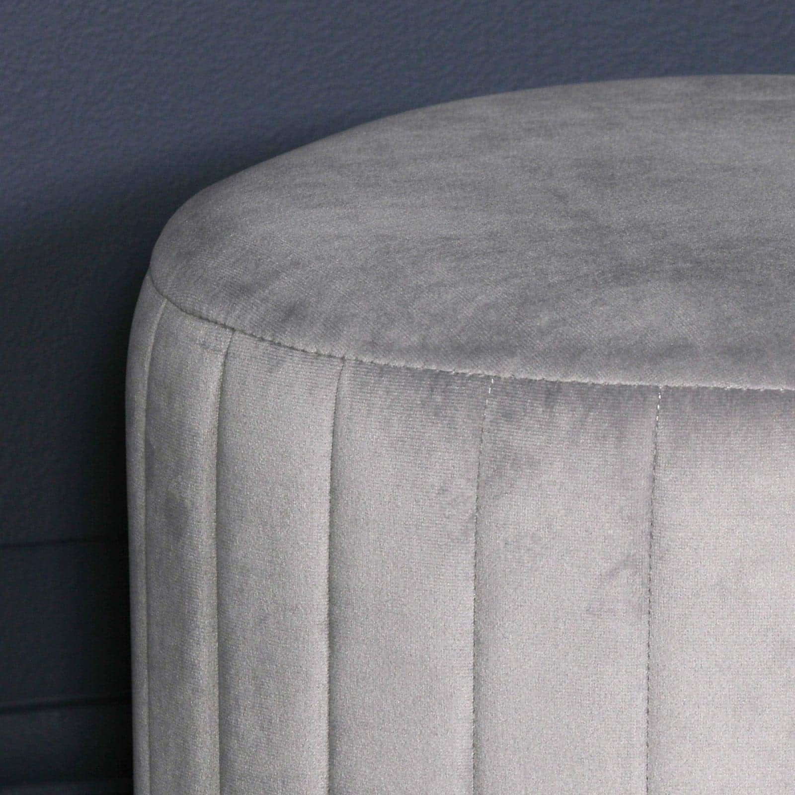 Grey Velvet Round Stool - House of Altair