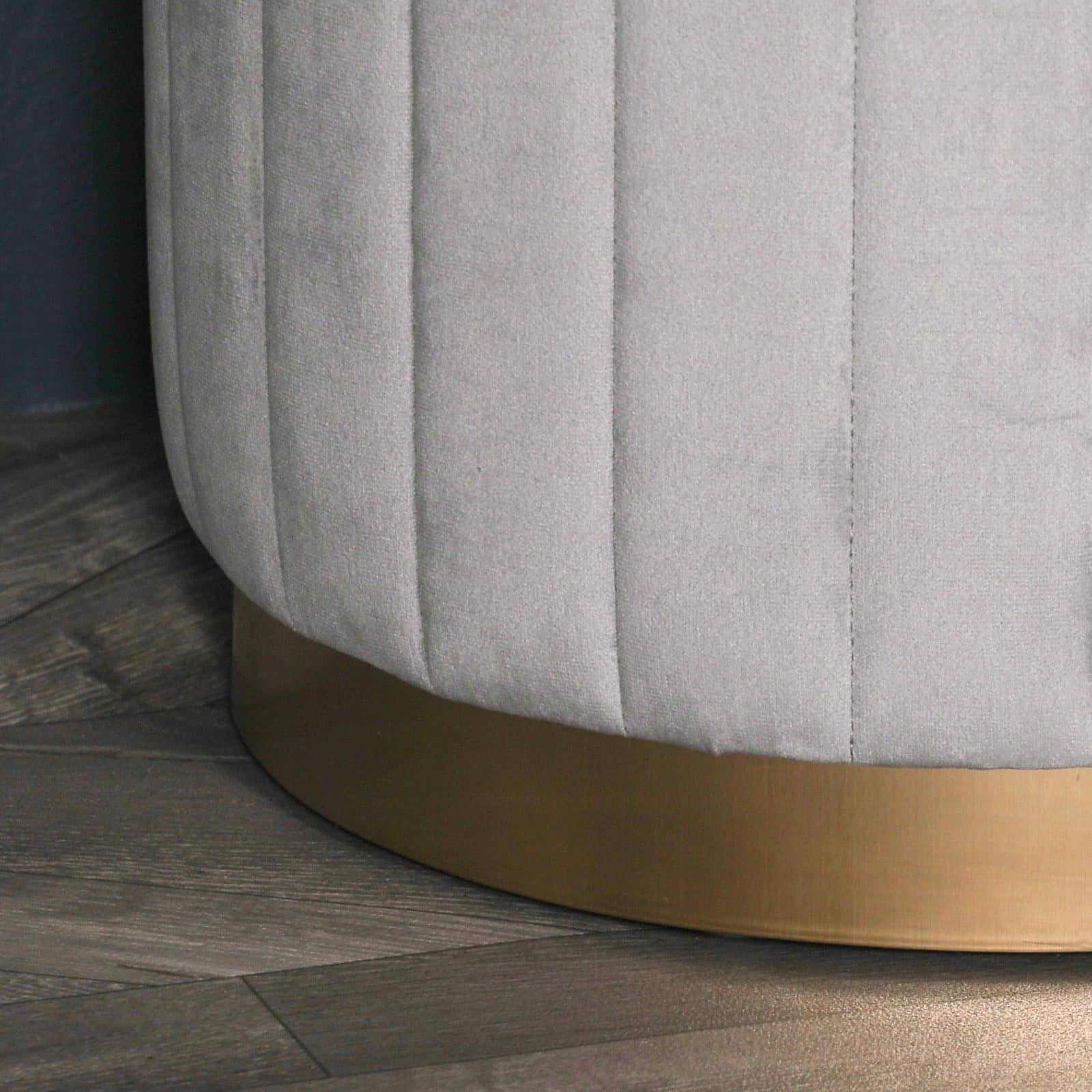 Grey Velvet Round Stool - House of Altair