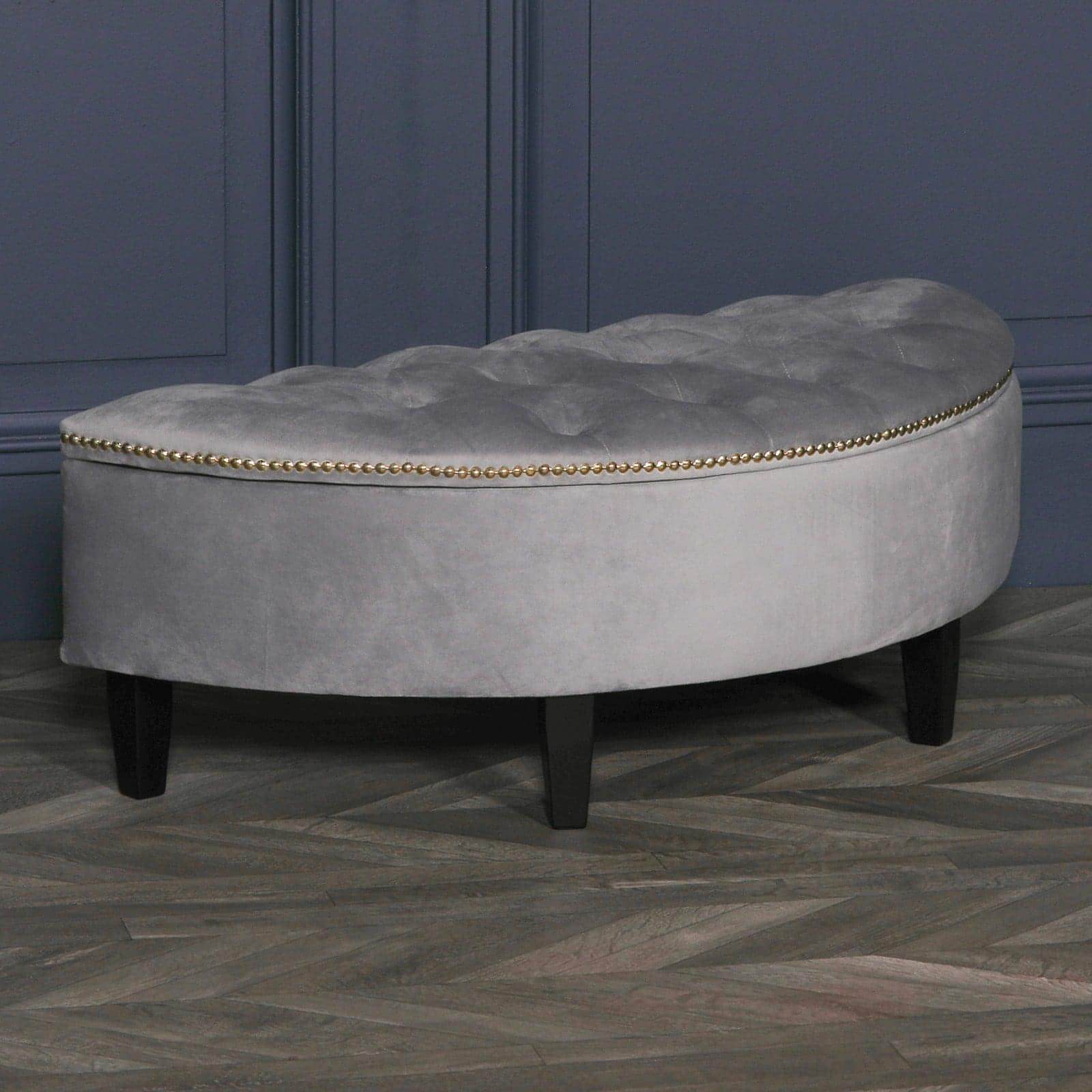 Grey Velvet Storage Pouf Ottoman - House of Altair