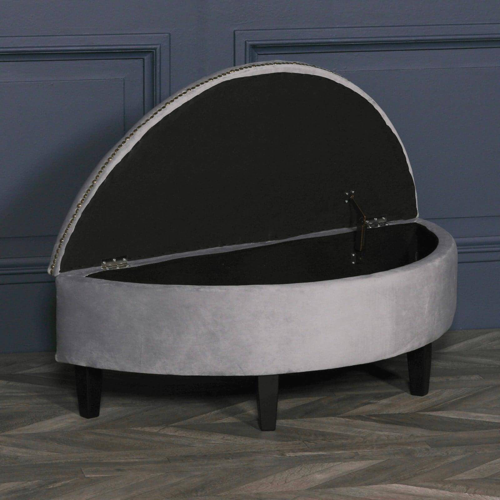 Grey Velvet Storage Pouf Ottoman - House of Altair