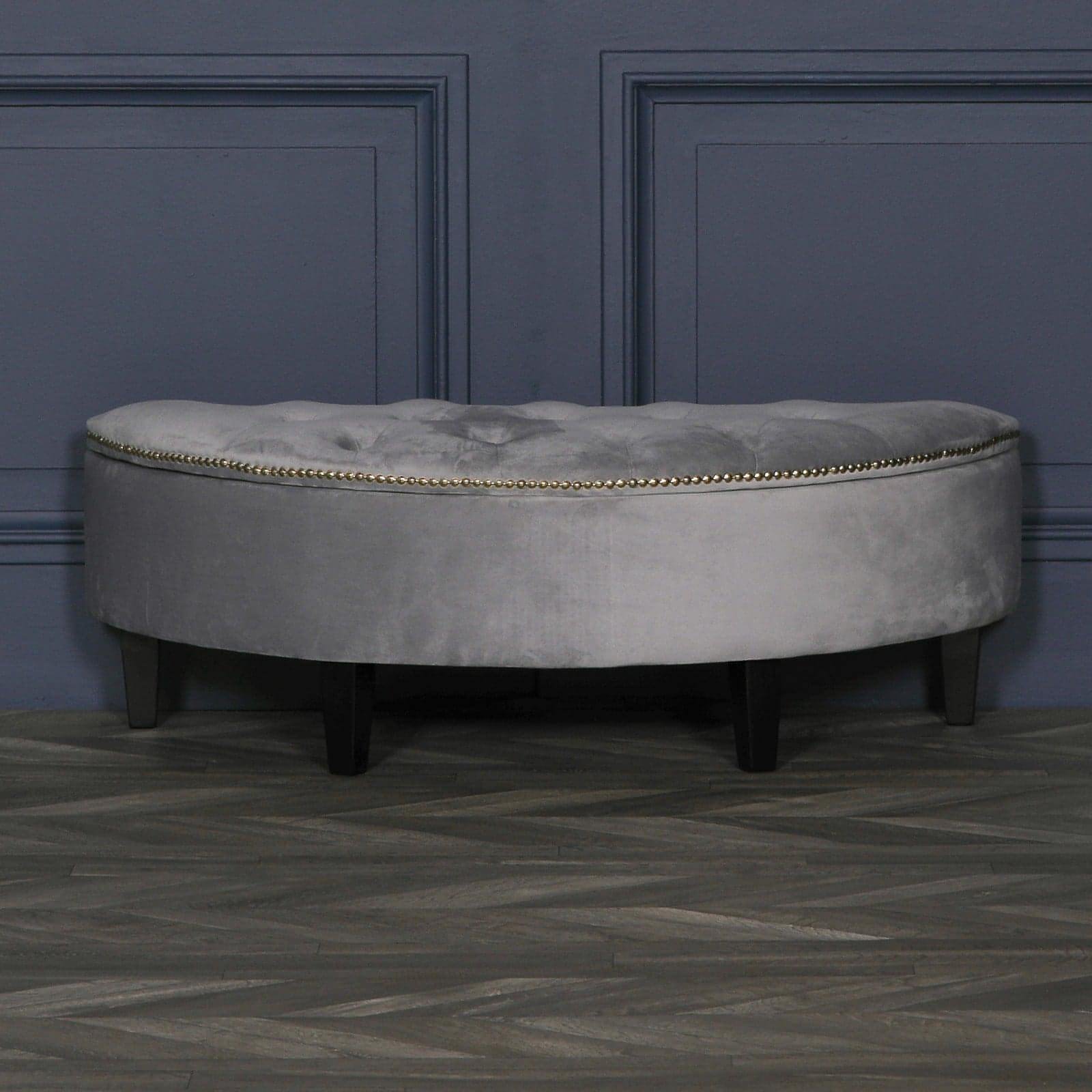 Grey Velvet Storage Pouf Ottoman - House of Altair