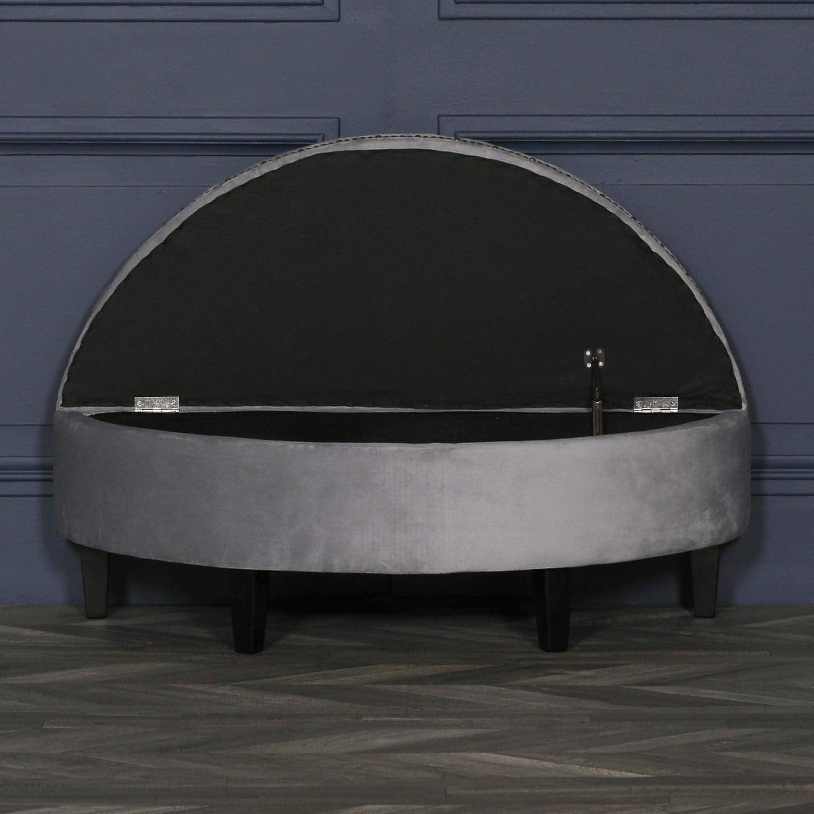 Grey Velvet Storage Pouf Ottoman - House of Altair