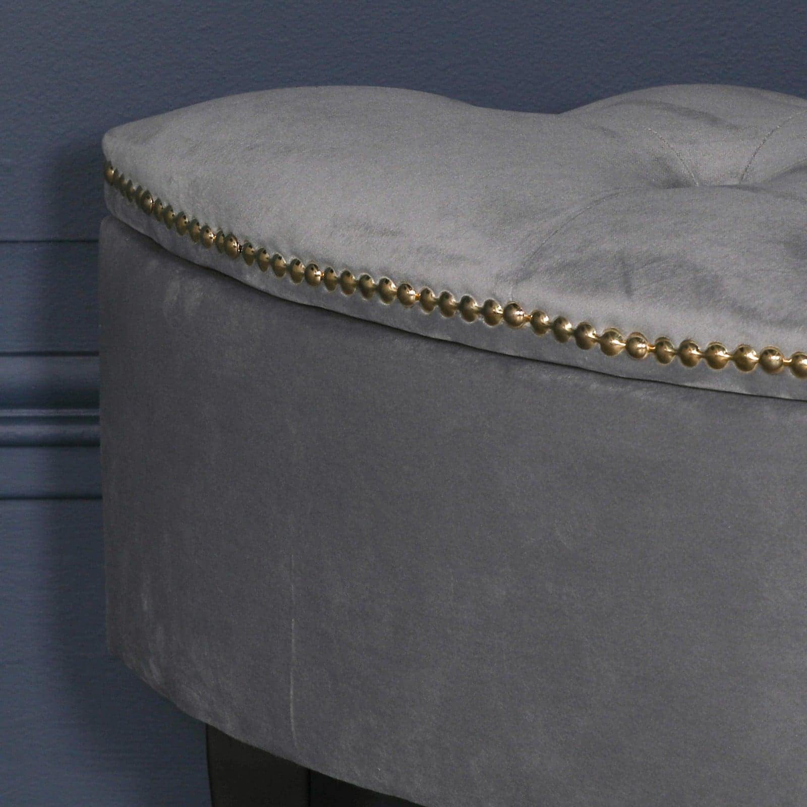 Grey Velvet Storage Pouf Ottoman - House of Altair