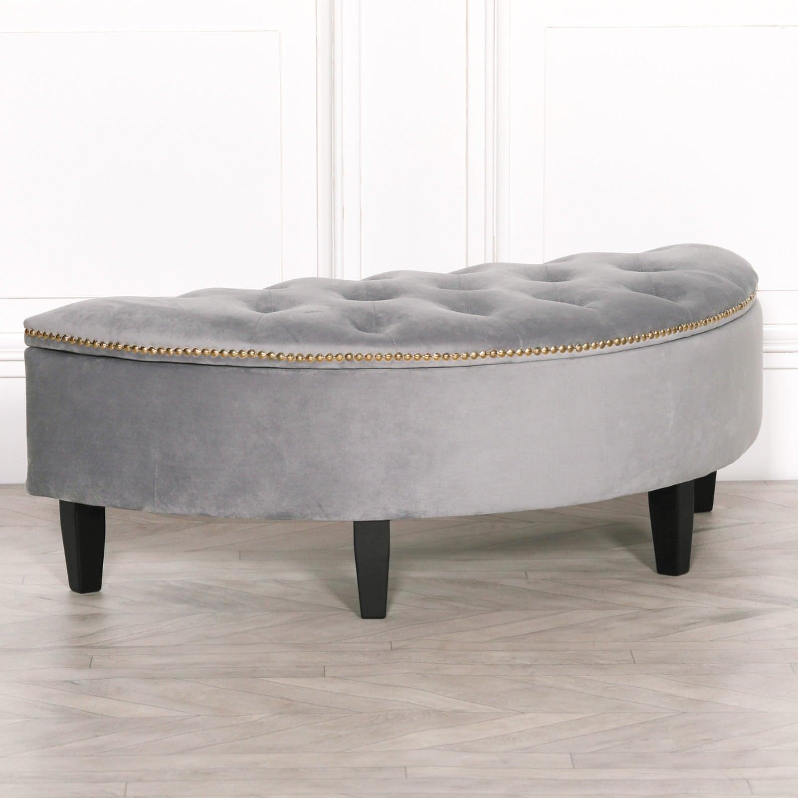 Grey Velvet Storage Pouf Ottoman - House of Altair