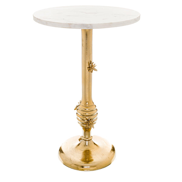 Honey Bee Side Table With Marble Top - House of Altair
