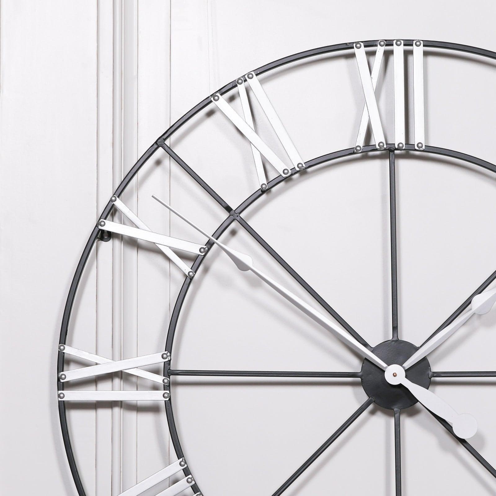 Large 102cm Metal Wall Clock with Silver Numerals - House of Altair