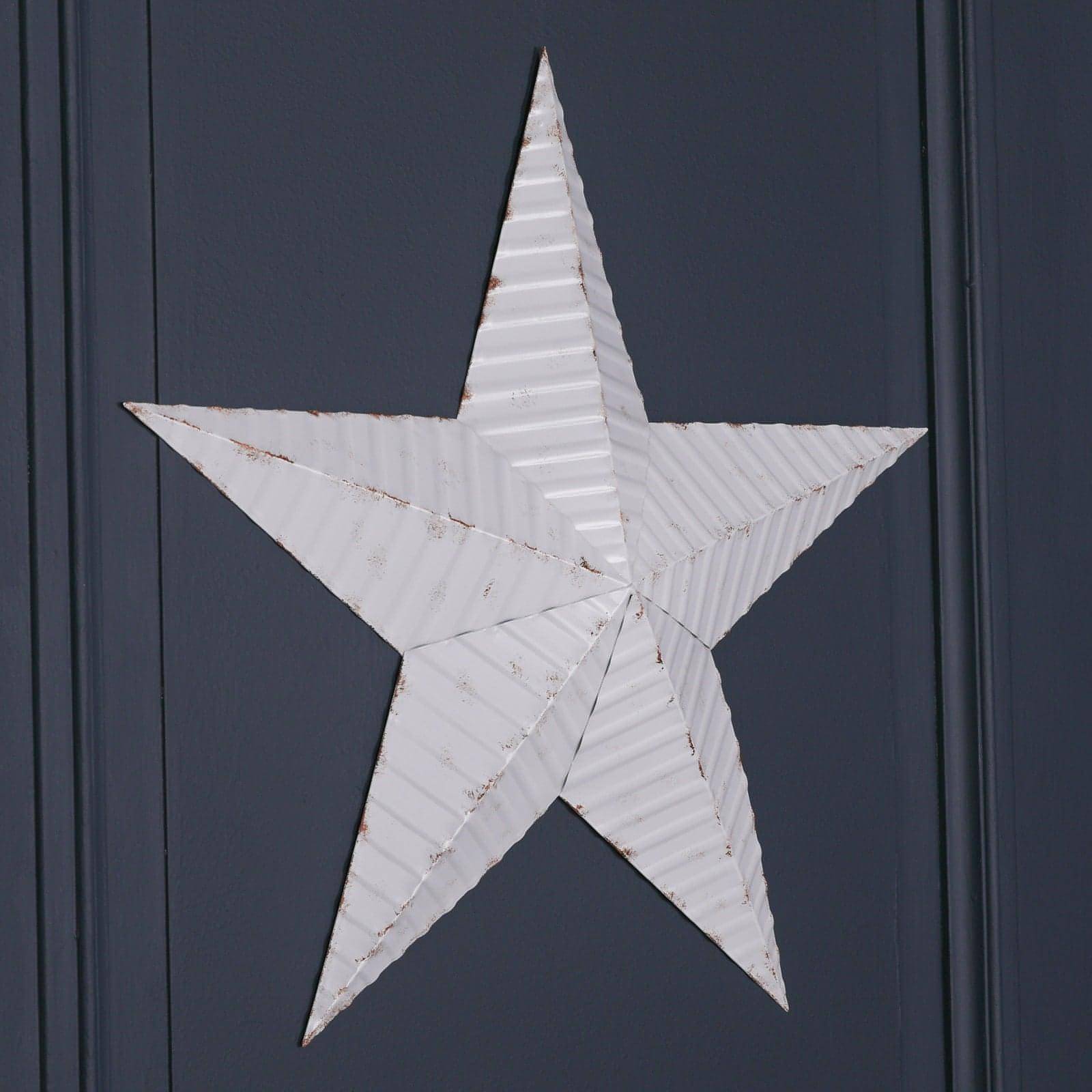Large 74cm Distressed White Metal Decorative Wall Star - House of Altair