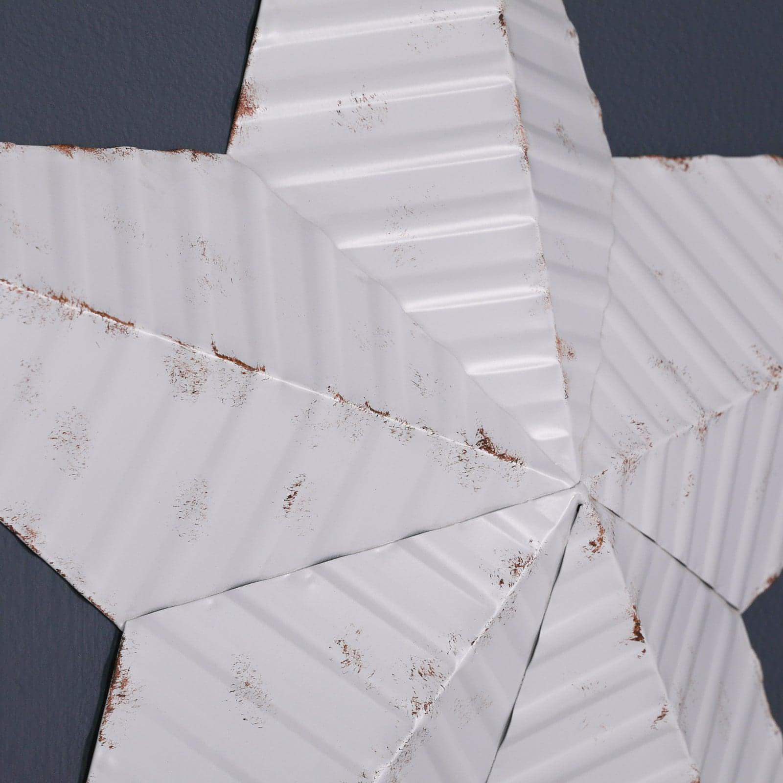 Large 74cm Distressed White Metal Decorative Wall Star - House of Altair