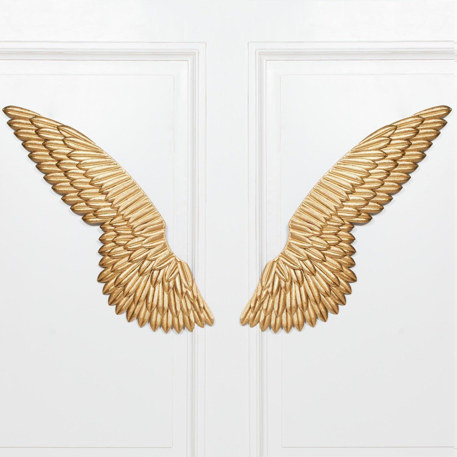 Large Metal Wall Gold Angel Wings - House of Altair