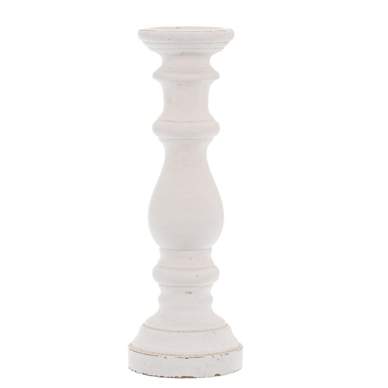 Matt White Large Ceramic Column Candle Holder - House of Altair