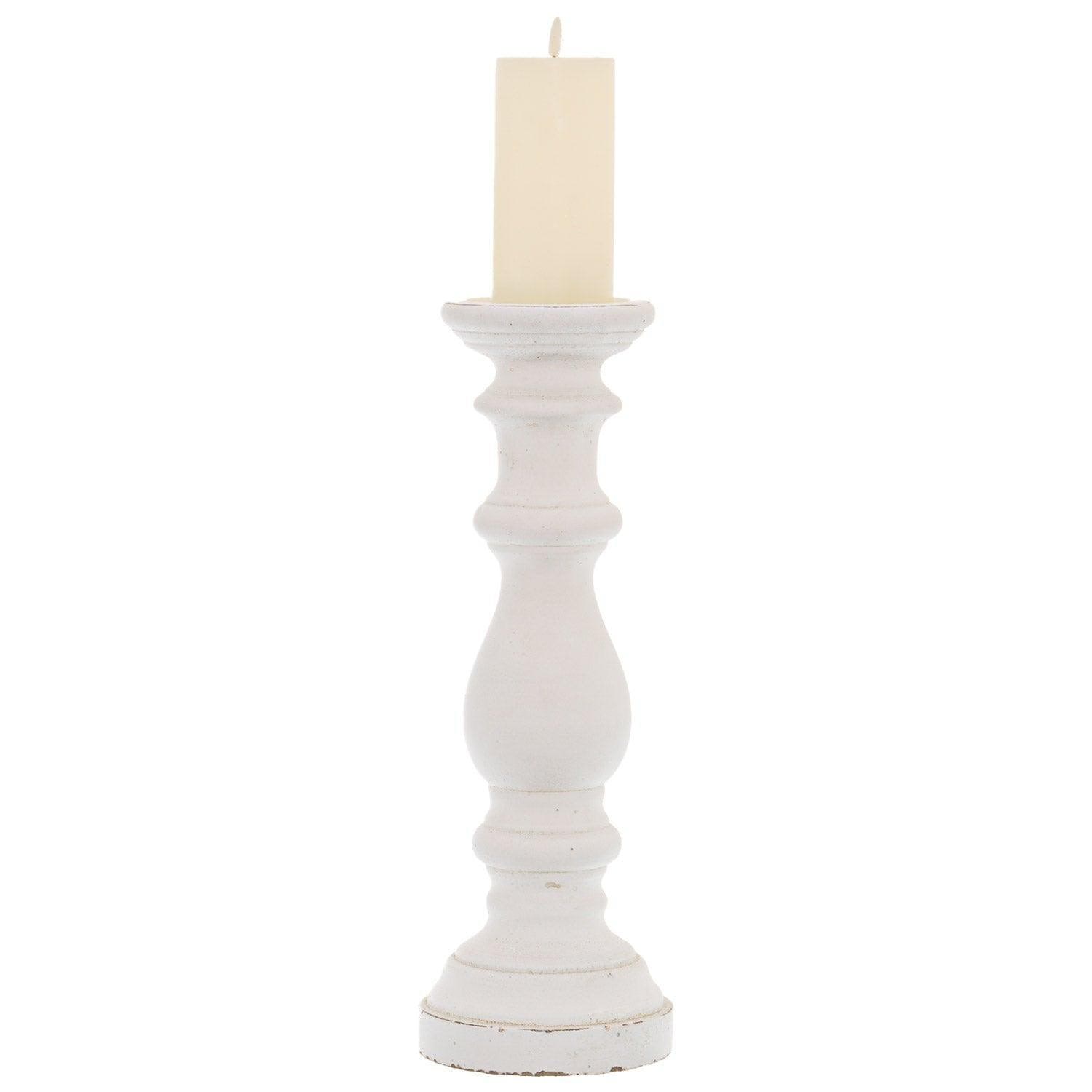 Matt White Large Ceramic Column Candle Holder - House of Altair