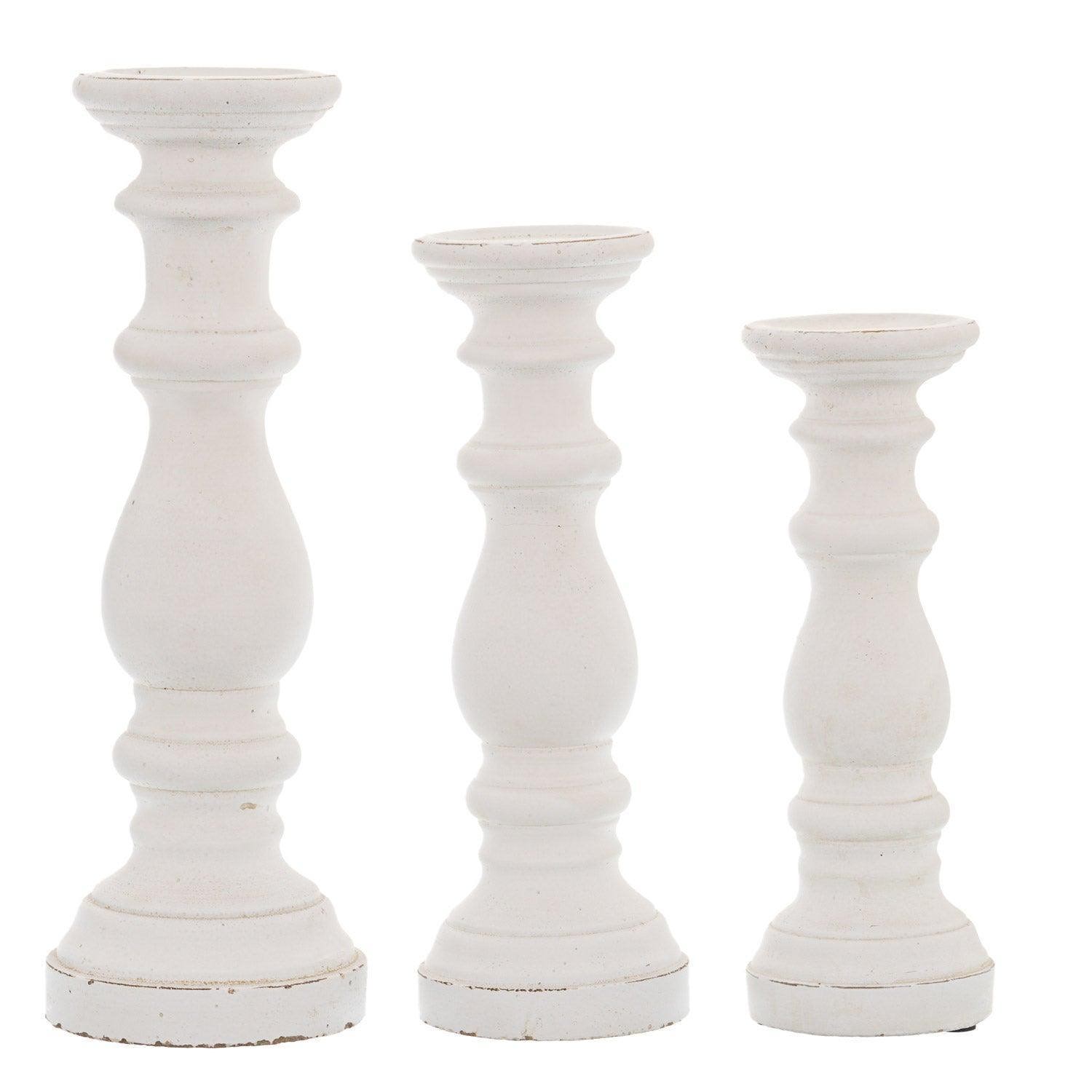 Matt White Large Ceramic Column Candle Holder - House of Altair