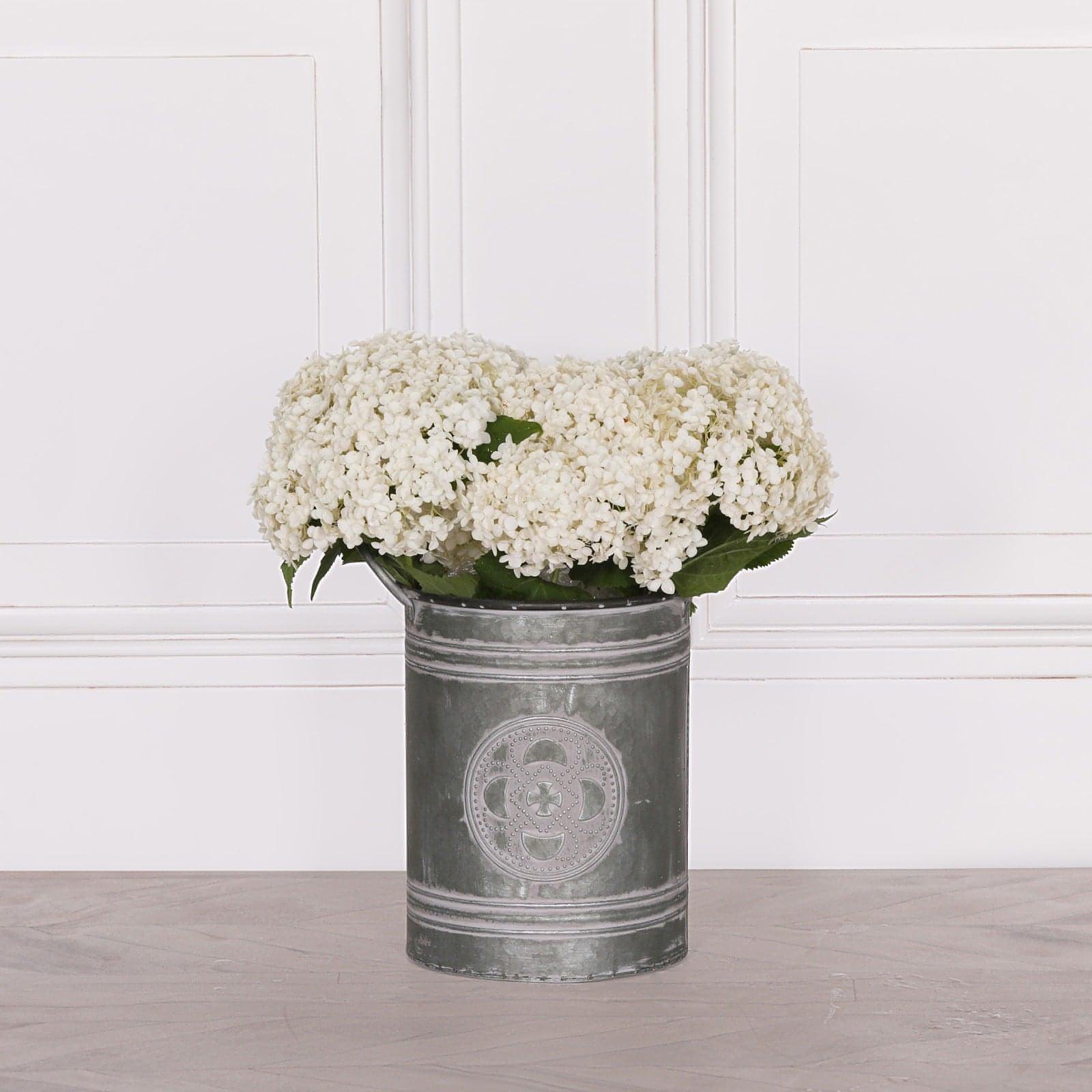 Metal Embossed Planter With Handles - House of Altair