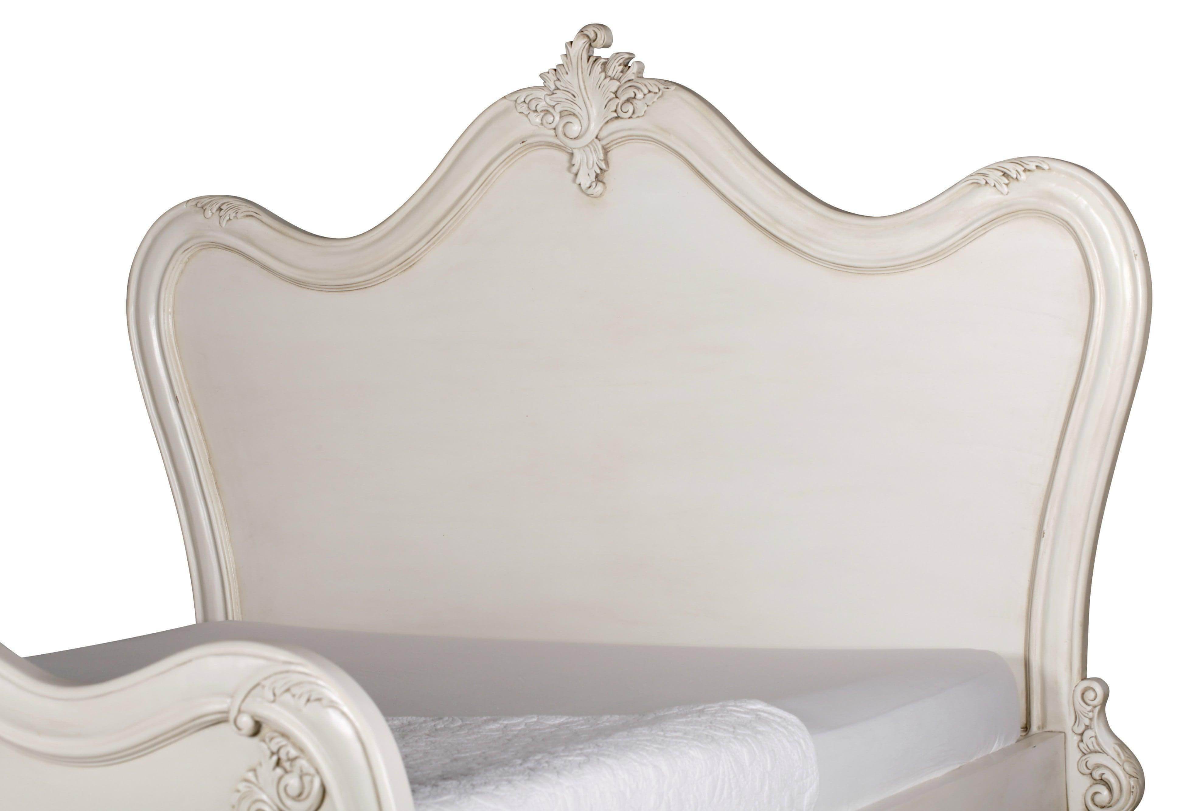 Ornate Ivory Distressed 5ft King Bed - House of Altair