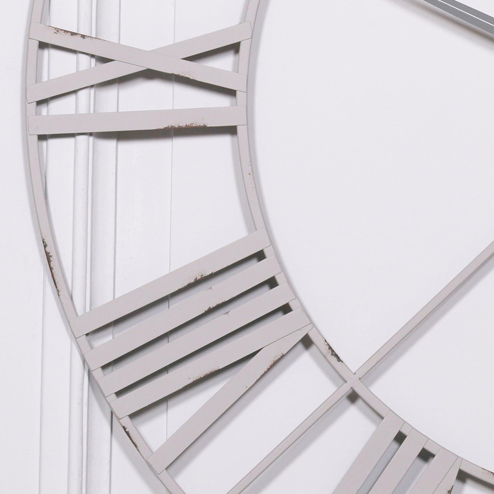 Pale Grey / Off White 110cm Vintage Metal Wall Clock - House of Altair