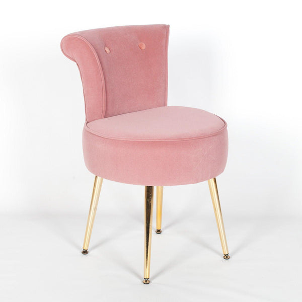 Pink Stool / Bedroom Chair with Gold Legs - House of Altair