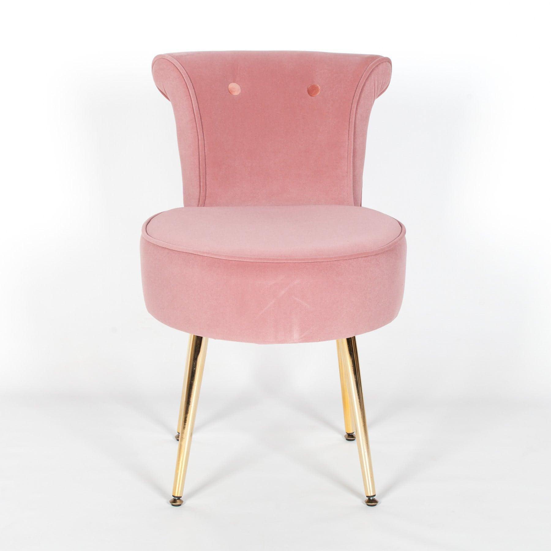 Pink Stool / Bedroom Chair with Gold Legs - House of Altair