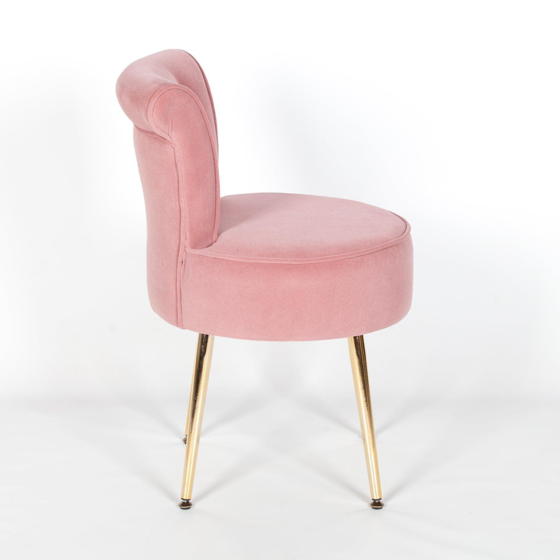 Pink Stool / Bedroom Chair with Gold Legs - House of Altair