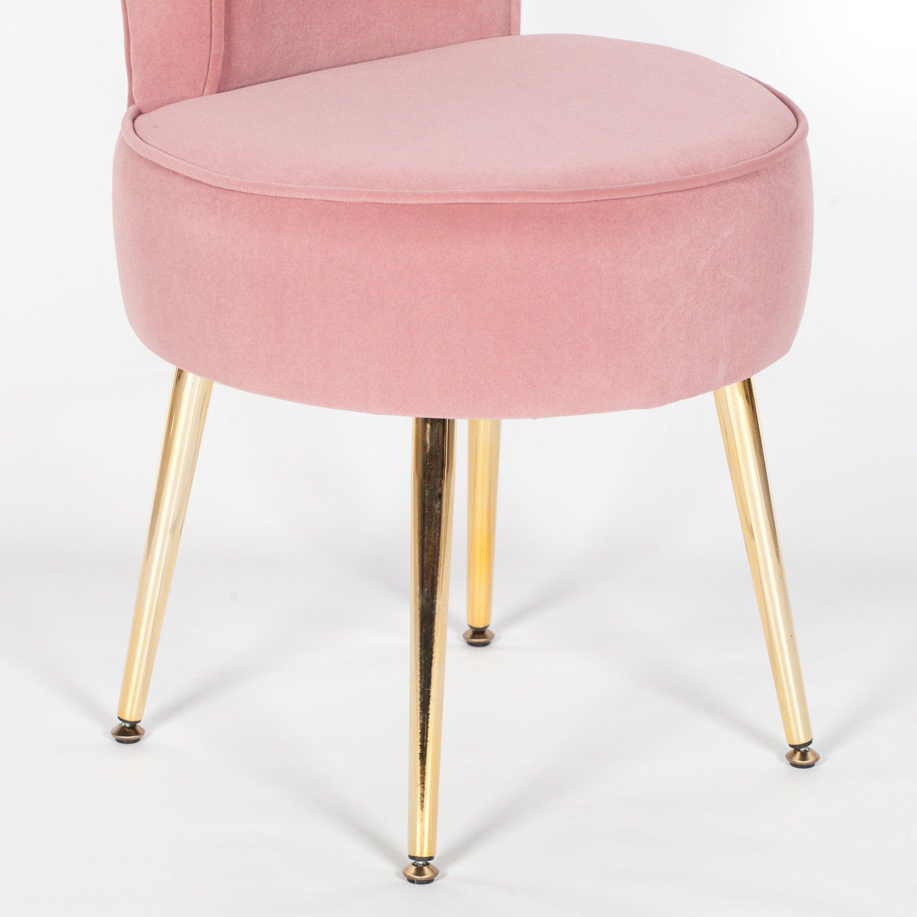 Pink Stool / Bedroom Chair with Gold Legs - House of Altair