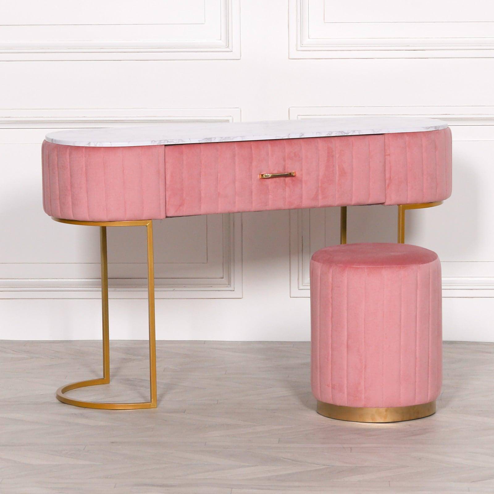 Pink Upholstered Dressing Table - House of Altair