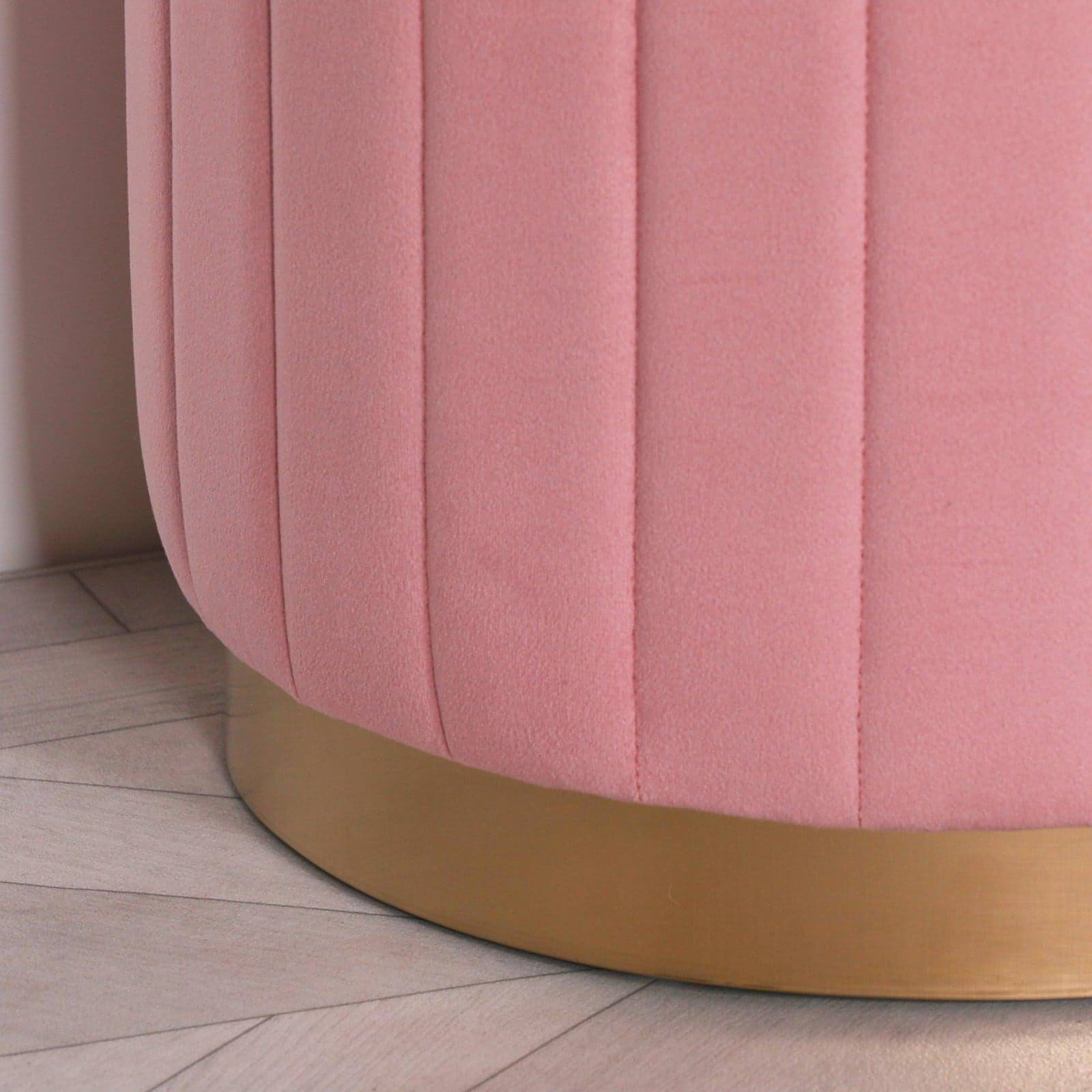 Pink Velvet Round Stool - House of Altair