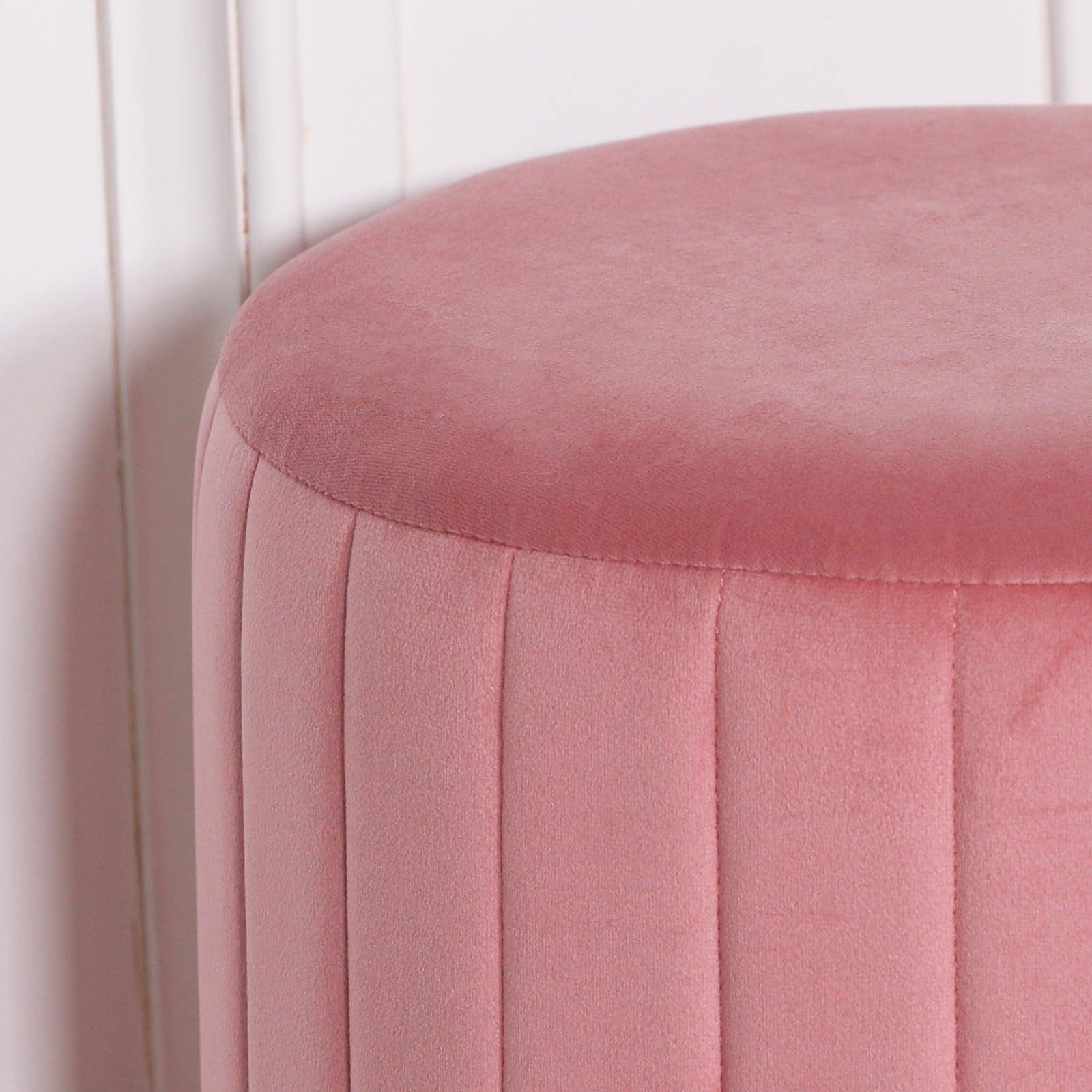 Pink Velvet Round Stool - House of Altair