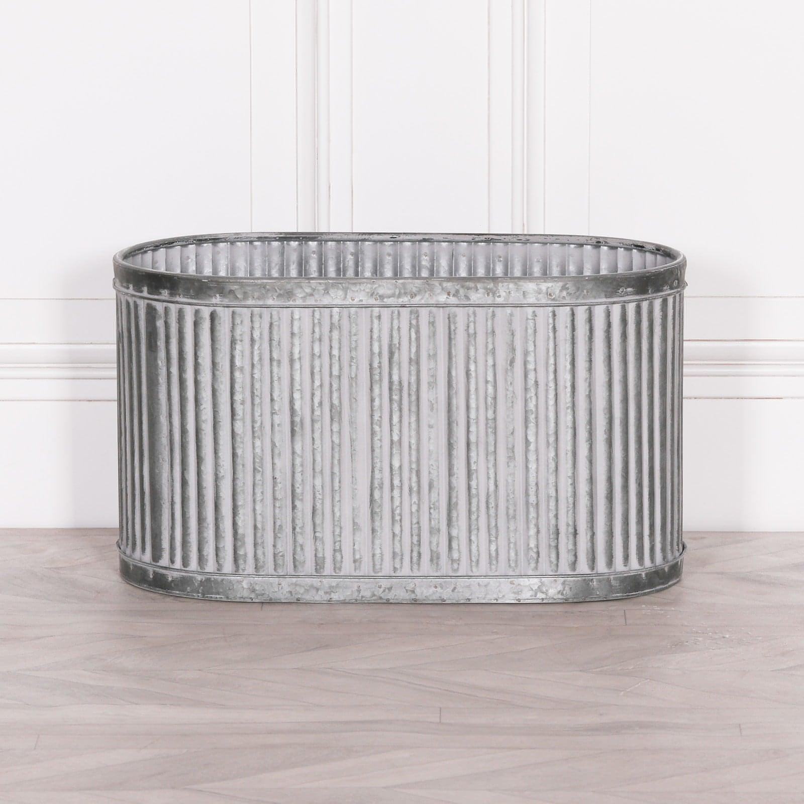 Ribbed Metal Planter - Large - House of Altair