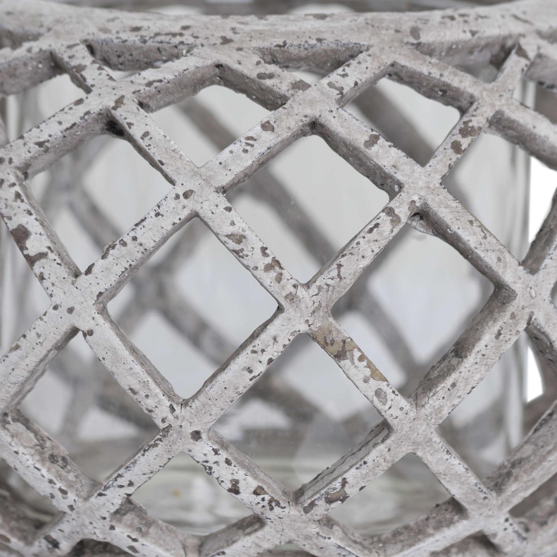 Round Ceramic Lattice Hurricane Lantern - House of Altair