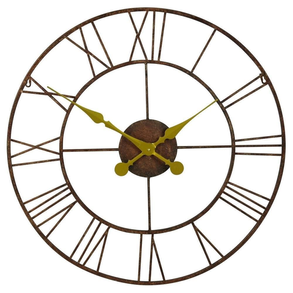 Rustic Metal 76cm Wall Clock with Gold Hands - House of Altair